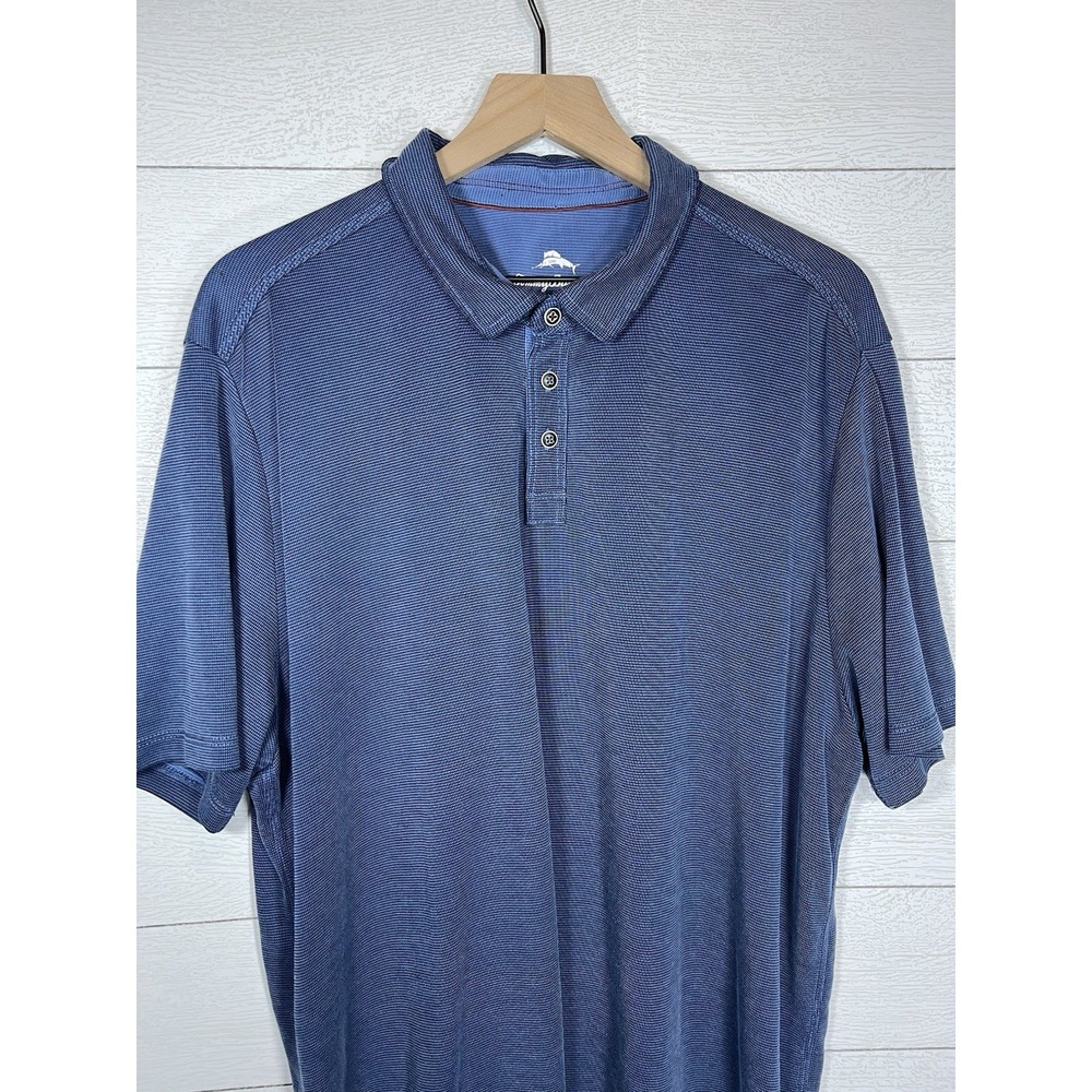 Tommy Bahama 2XL Polo Navy Blue Golf Golfing Performance Tencel Modal Shirt